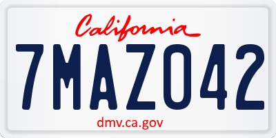 CA license plate 7MAZ042