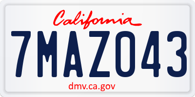 CA license plate 7MAZ043