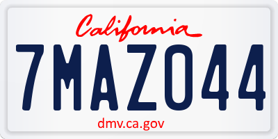 CA license plate 7MAZ044