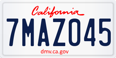 CA license plate 7MAZ045