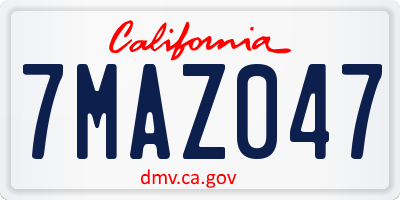 CA license plate 7MAZ047