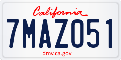 CA license plate 7MAZ051