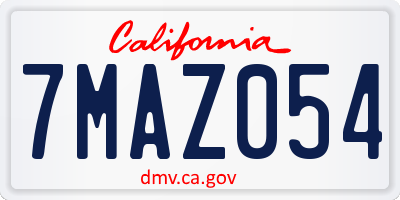 CA license plate 7MAZ054