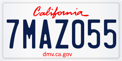 CA license plate 7MAZ055