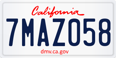 CA license plate 7MAZ058