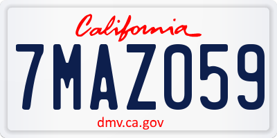 CA license plate 7MAZ059