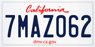 CA license plate 7MAZ062