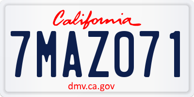 CA license plate 7MAZ071