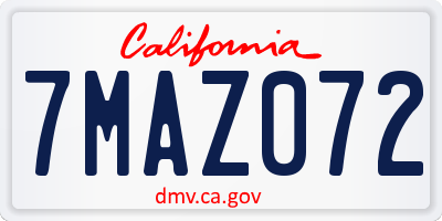 CA license plate 7MAZ072