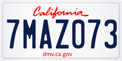CA license plate 7MAZ073