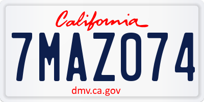 CA license plate 7MAZ074