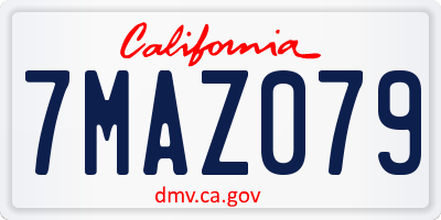 CA license plate 7MAZ079