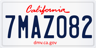 CA license plate 7MAZ082