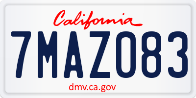CA license plate 7MAZ083
