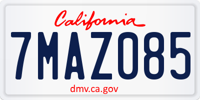 CA license plate 7MAZ085