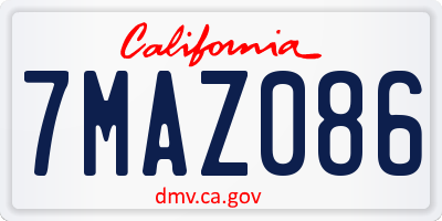 CA license plate 7MAZ086