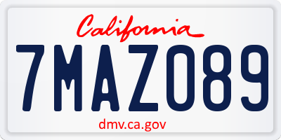 CA license plate 7MAZ089