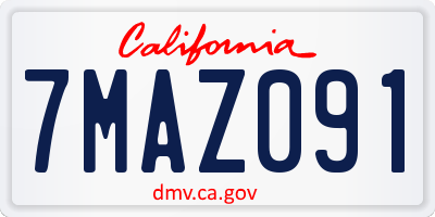 CA license plate 7MAZ091