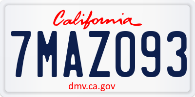 CA license plate 7MAZ093