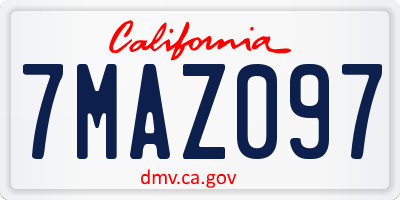 CA license plate 7MAZ097
