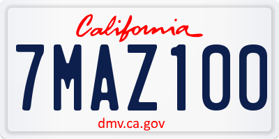 CA license plate 7MAZ100