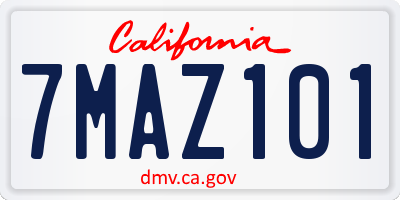 CA license plate 7MAZ101