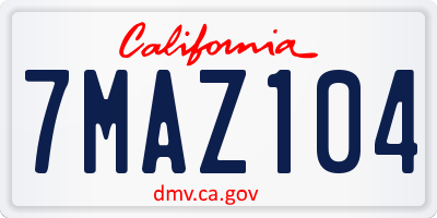CA license plate 7MAZ104