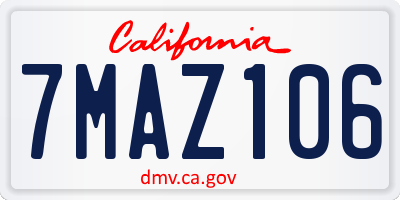 CA license plate 7MAZ106