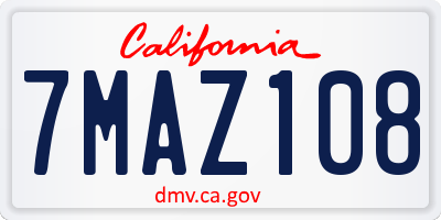 CA license plate 7MAZ108