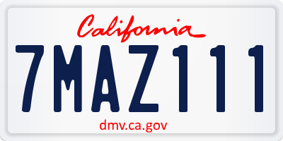 CA license plate 7MAZ111