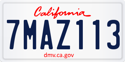 CA license plate 7MAZ113
