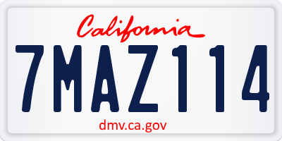 CA license plate 7MAZ114