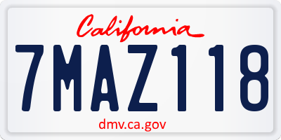 CA license plate 7MAZ118