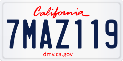 CA license plate 7MAZ119