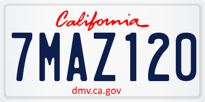 CA license plate 7MAZ120