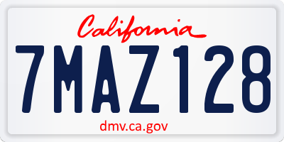 CA license plate 7MAZ128