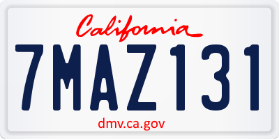 CA license plate 7MAZ131