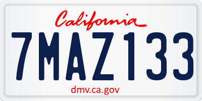CA license plate 7MAZ133