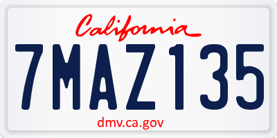 CA license plate 7MAZ135