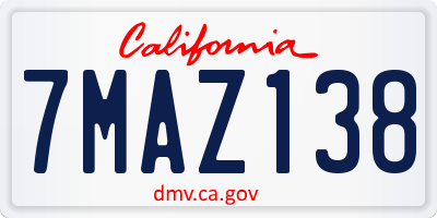 CA license plate 7MAZ138