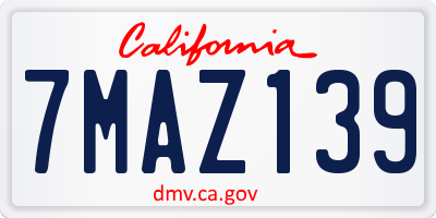 CA license plate 7MAZ139