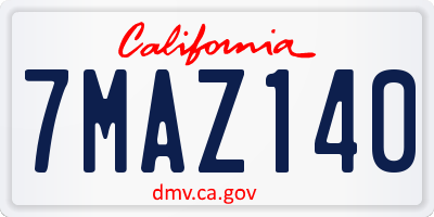 CA license plate 7MAZ140