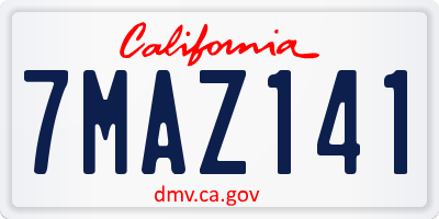 CA license plate 7MAZ141