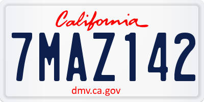 CA license plate 7MAZ142