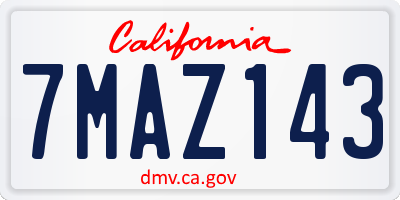 CA license plate 7MAZ143