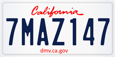 CA license plate 7MAZ147