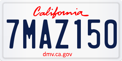 CA license plate 7MAZ150