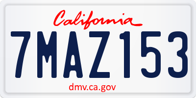 CA license plate 7MAZ153