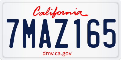 CA license plate 7MAZ165