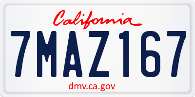 CA license plate 7MAZ167